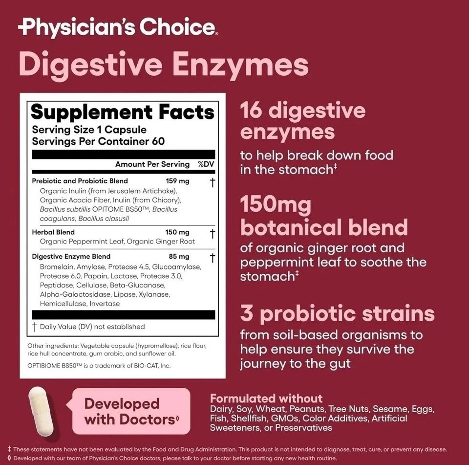 Physician’s Choice 60 Billion Probiotic & Digestive Enzymes Bundle USA SELLER-+