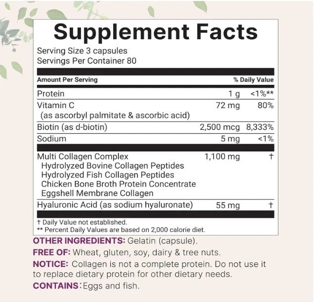 Micro Ingredients Multi Collagen Pills for Women & Men, 240 Capsules