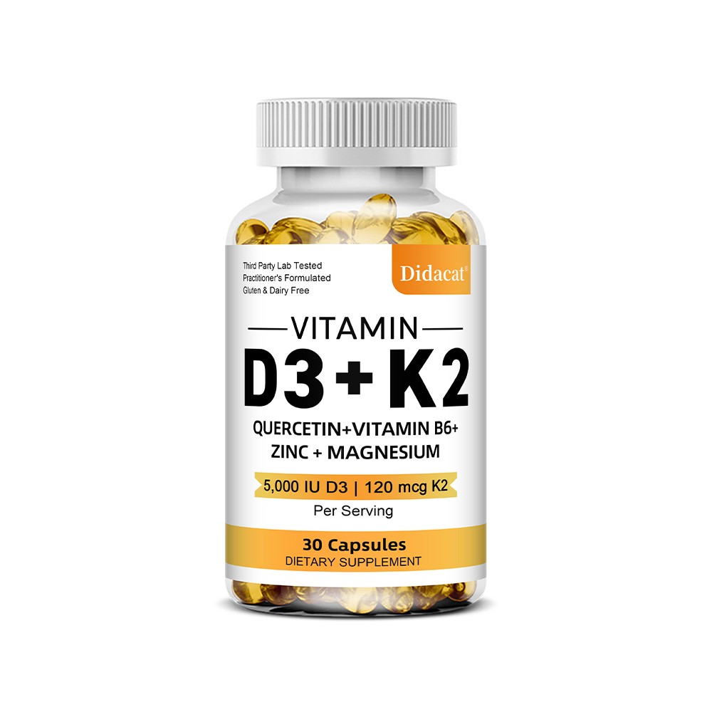 Vitamin D3 5000 IU K2 120 mcg, Vit D and K Supplement 30/60/120 capsules