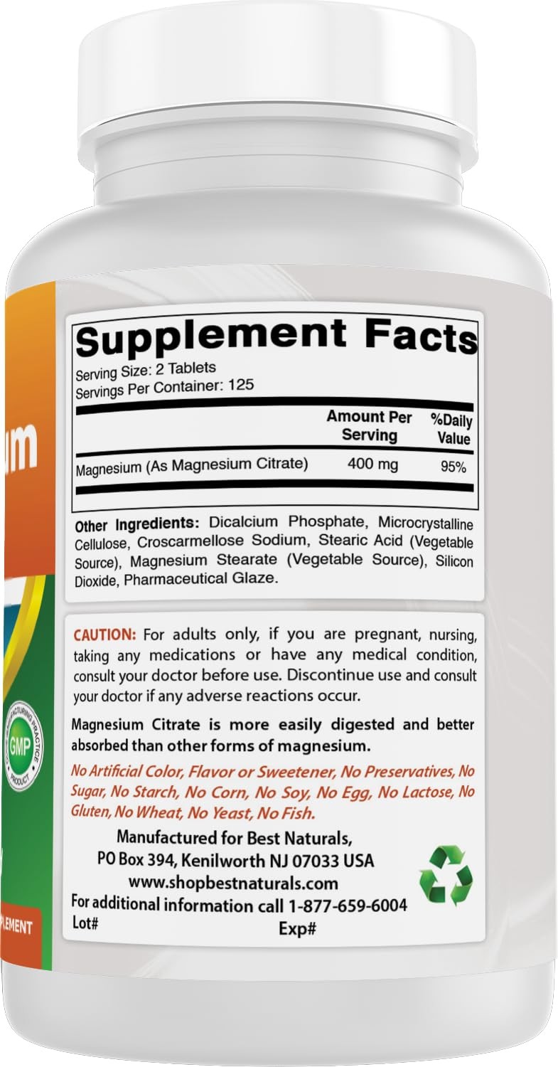 Best Naturals Magnesium Citrate (Citrato de Magnesio) 250 Count (Pack of 1)