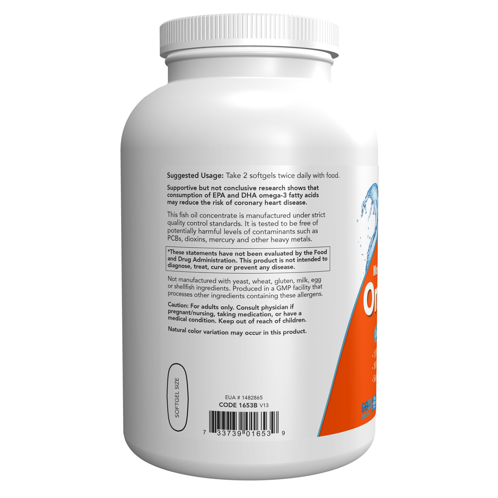 NOW Omega-3 Fish Oil Molecularly Distilled 500 Softgels, Cardiovascular support