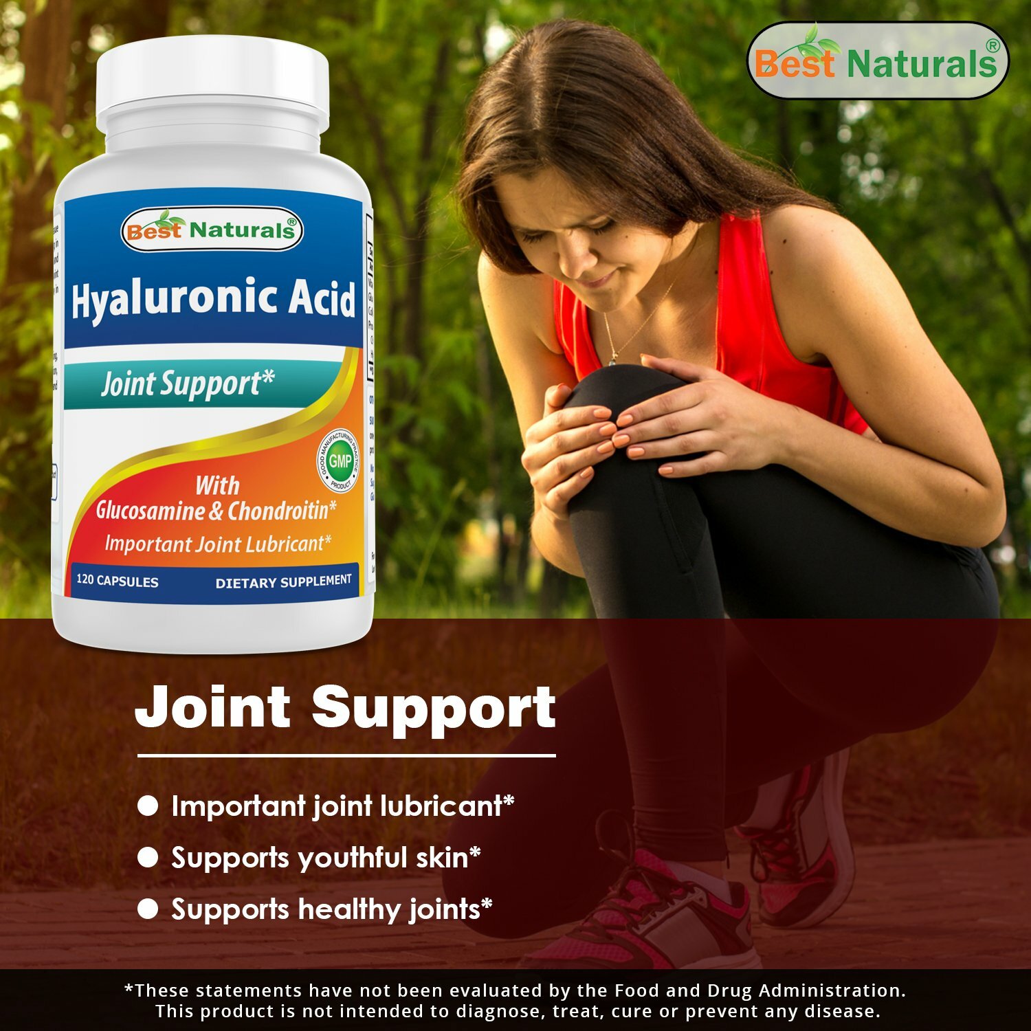 Best Naturals Hyaluronic Acid 100 mg 120 Capsules – Supports Healthy Joints/Skin