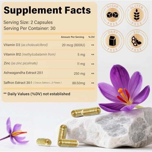 Saffron Extract Supplements Capsules 88.5Mg Natural Saffron Supplements for Mood