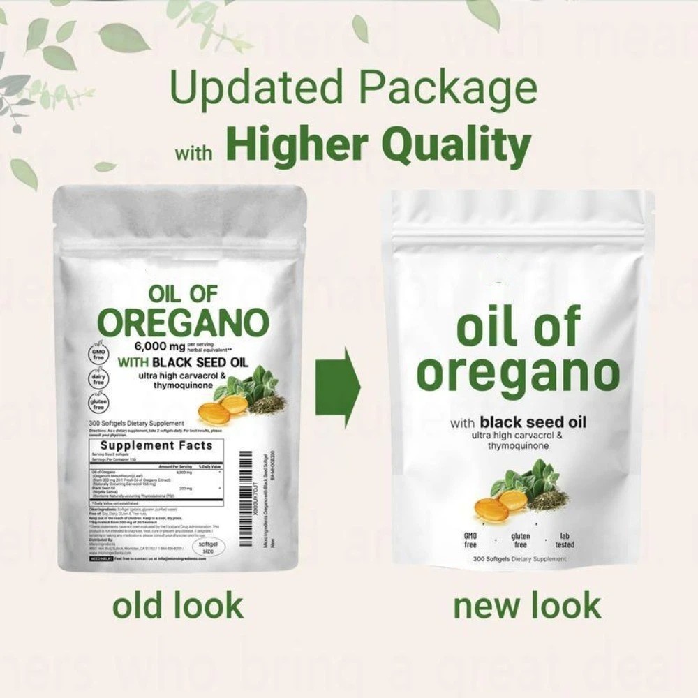 Enhance 1PCS 2 in 1 Oil of Oregano & Black Seed Soft Gels Count Carvacrol,Immune