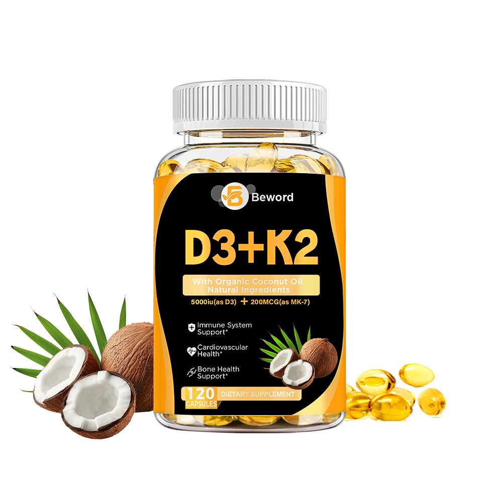 Vitamin D3 5000IU and K2 MK-7 200mcg – 120 Capsules – Immune Support Wellness