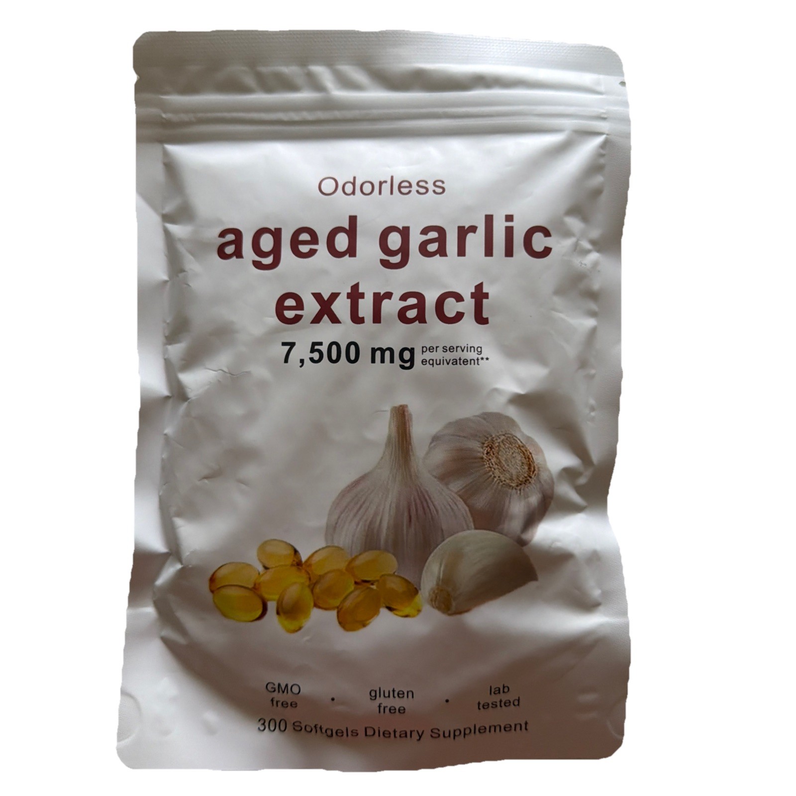 Odorless Garlic 7500mg Per Servings, 300 Softgels | 2 Years Aged Garlic Extra…