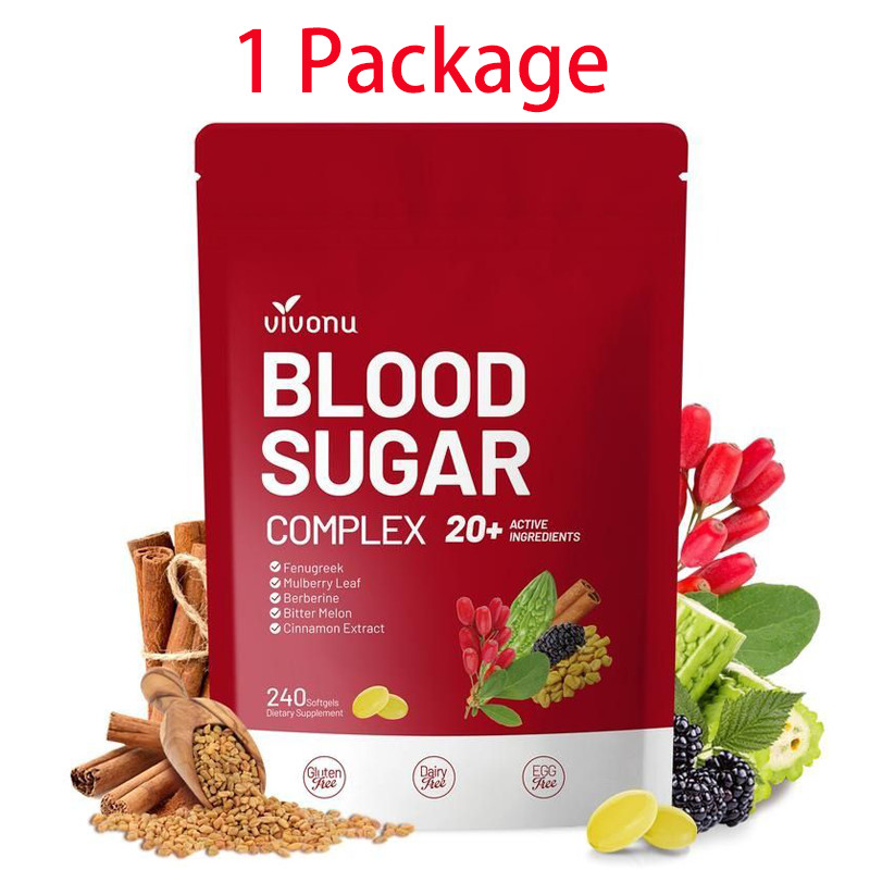 VivoNu Blood Sugar Complex Supplement with 20 Herbs and Vitamins 240 Softgels