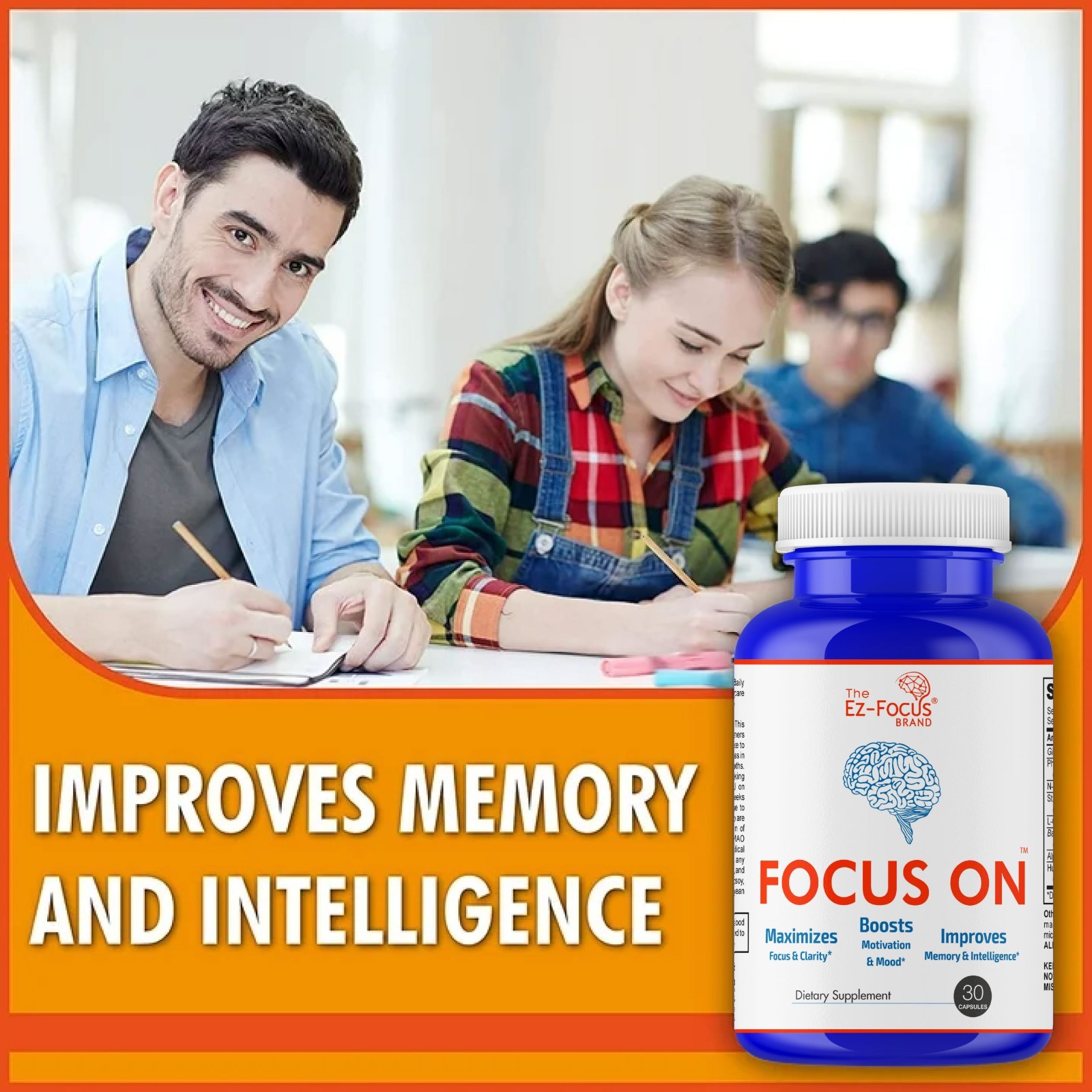Adult Vitamin Brain Boost Nootropics for Focus Memory Clarity Sharp Mind 30Caps