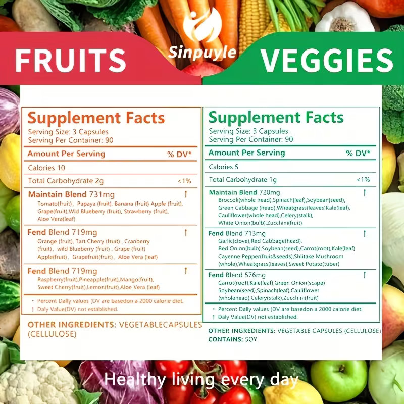 Fruits & Veggies Supplements – 90 Fruits & 90 Vegatables Capsules