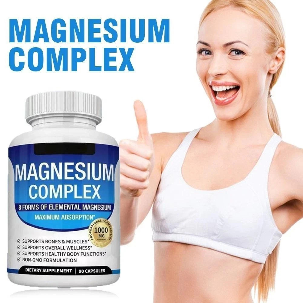 1-3Pack Toplux Nutrition Magnesium Complex 1000mg Supports 8 Elemental Magnesium