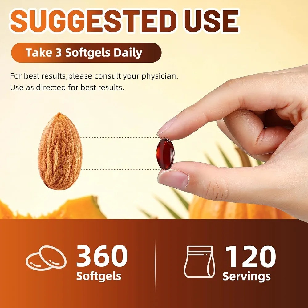 ALLBIZ Pumpkin Seed Oil Saw Palmetto 5000mg Hair Prostate 120 Day Supply