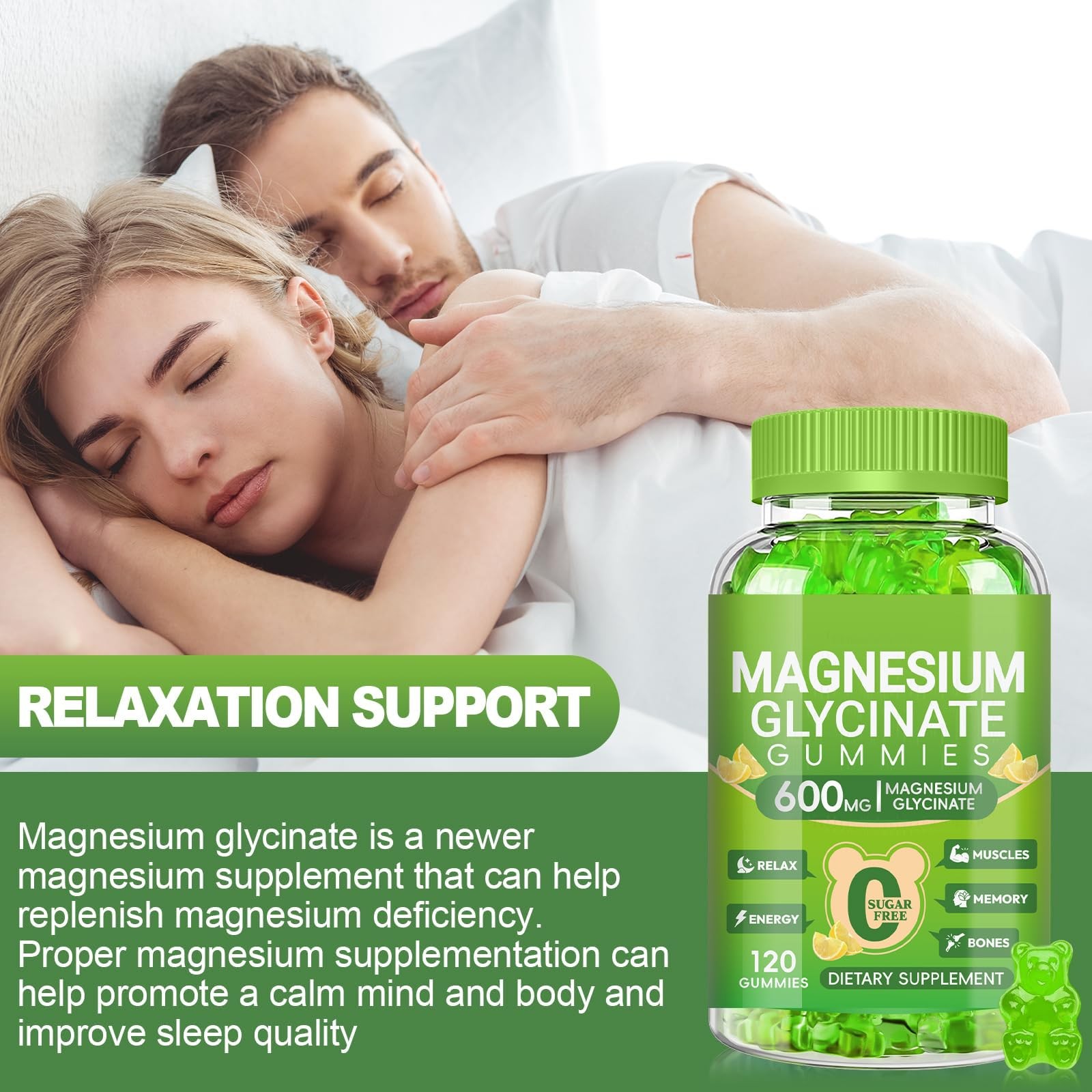 Cytona Magnesium Glycinate Gummies 600Mg Chewable Magnesium Supplements For