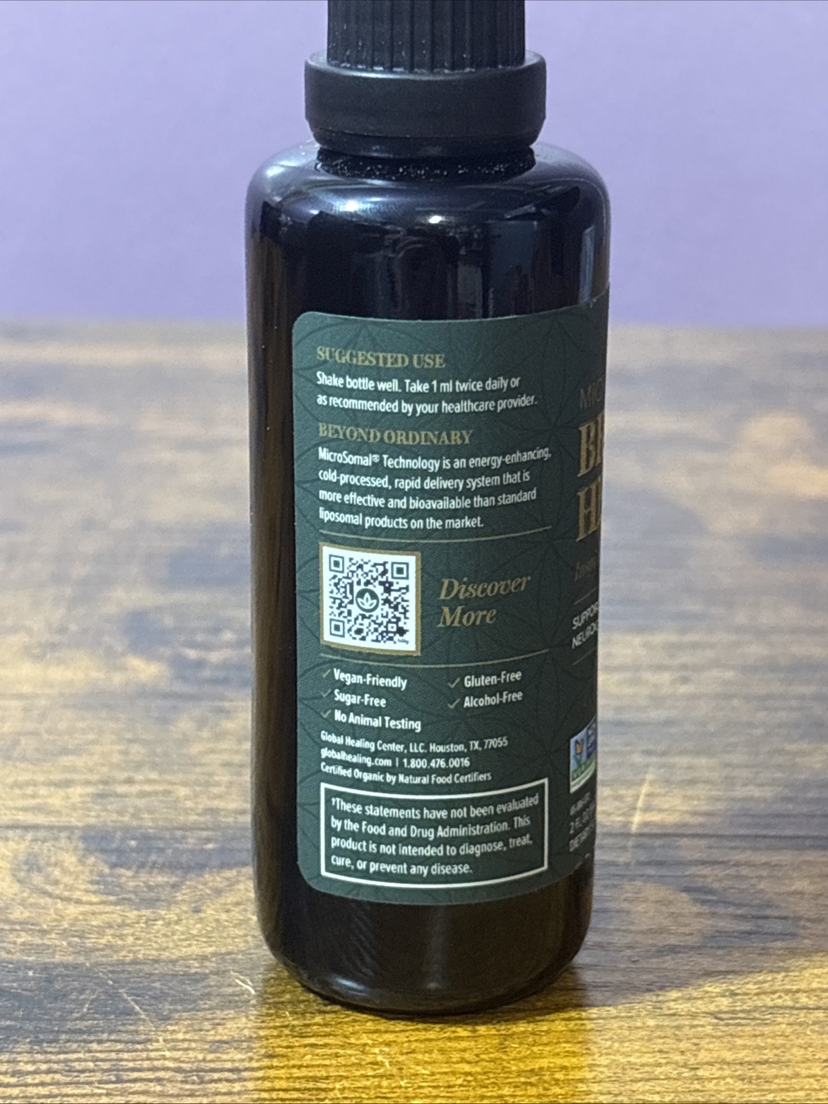 Global Healing Organic Microsomal Brain Health, 2 fl. oz. Inspired By Sayer Ji
