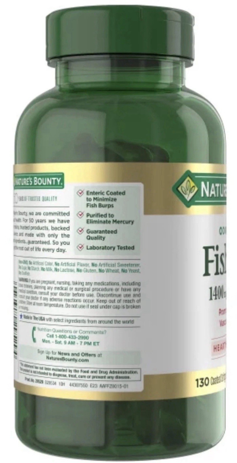 Nature’s Bounty Fish Oil 1400mg 130 Softgels 980 mg of Omega-3 EXP 07/2027