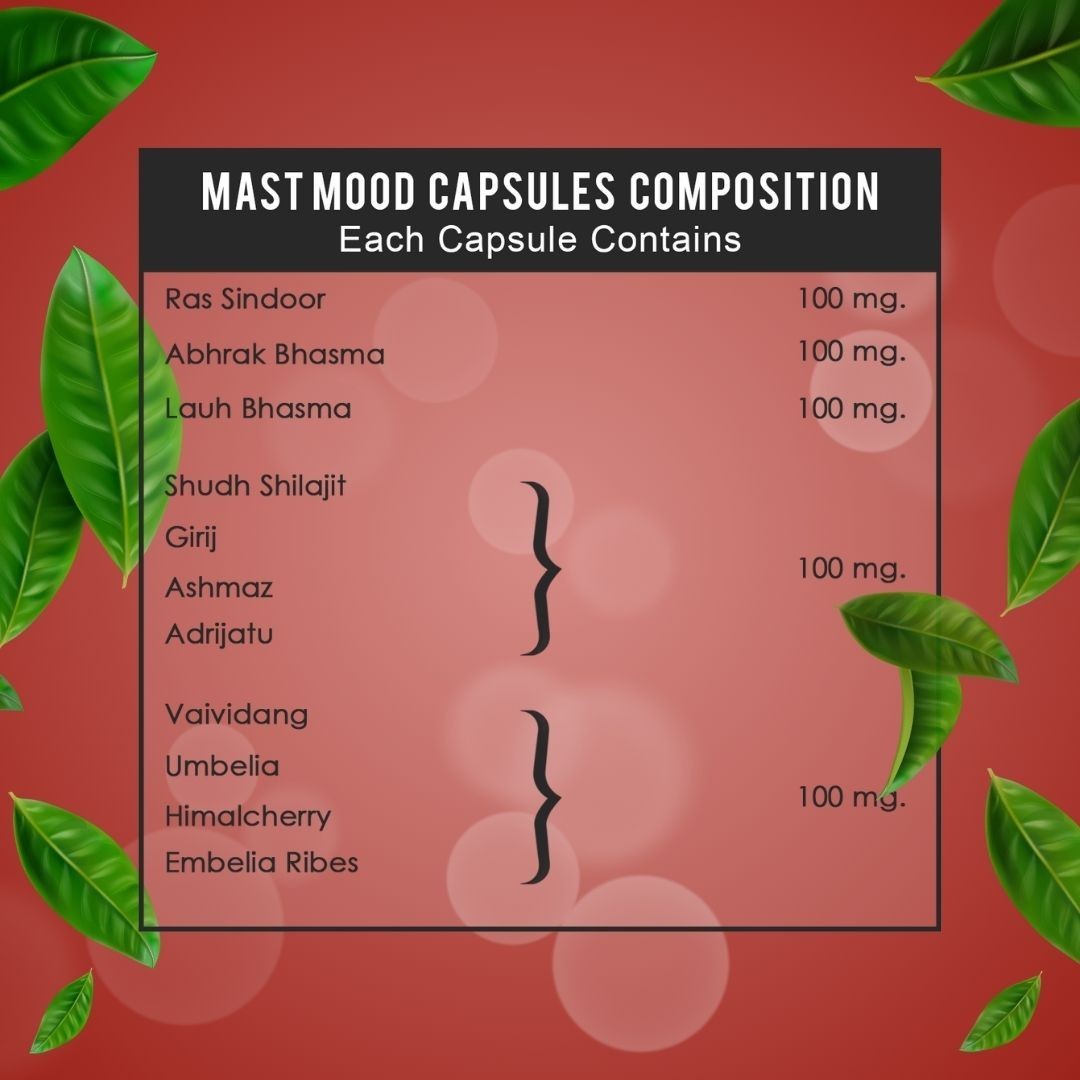 Mast Mood Herbal Capsules for Men | Premium Ayurvedic Formula | 60 Count