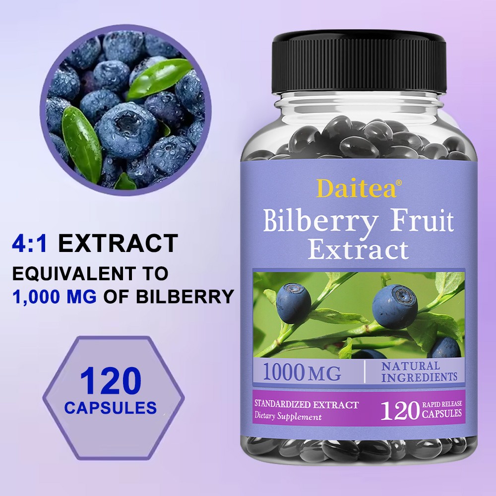Bilberry Extract Capsules 1000mg | 30/60/120 Count | Supports Eye Health