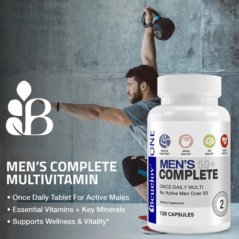 Men’s 50+ Daily Super Multivitamin, High Potency Formula for Brain