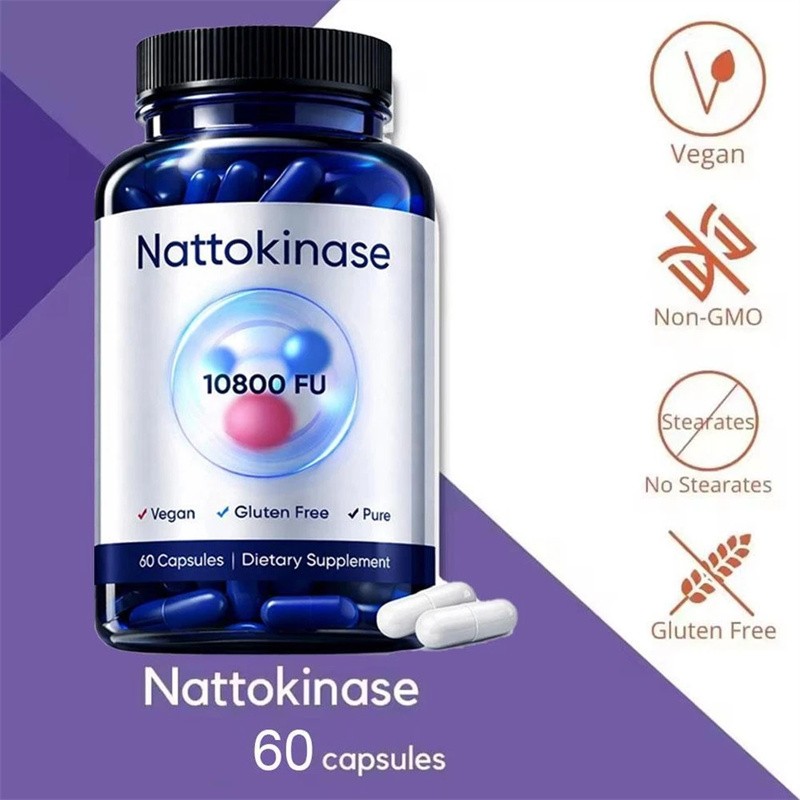 3PCS Nattokinase Supplement – 10800 FU 60 Capsules Per Serving Heart Circulation