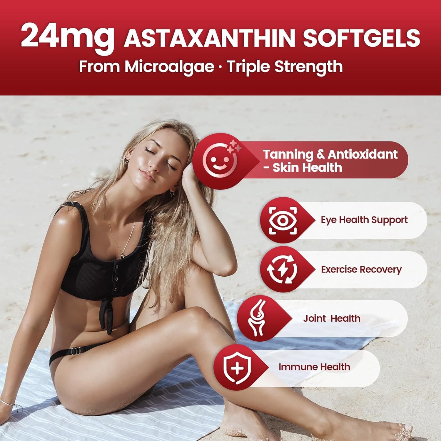 10 in 1 Astaxanthin Supplements 24Mg, 4 Month Supply, Astaxantina Antioxidant fr