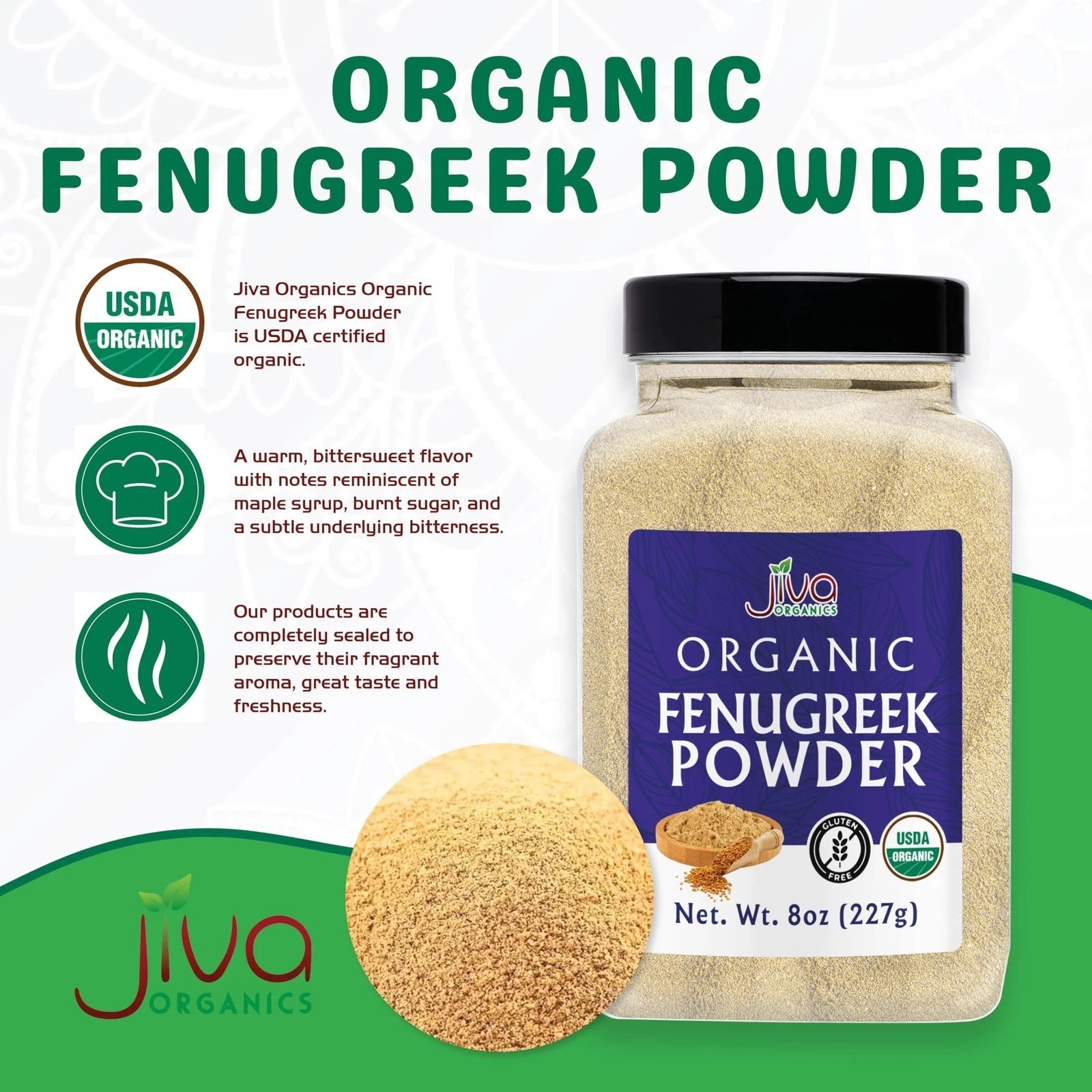 Organic Fenugreek Powder 8oz Jar – Gluten Free, Non-GMO, Methi Powder, Pure,…