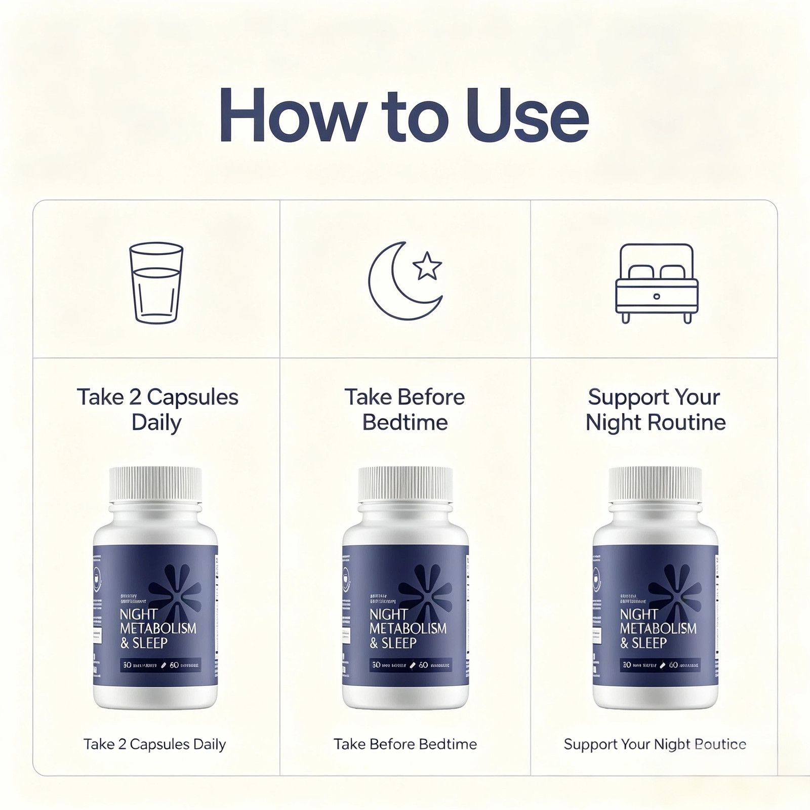 3-pcs Night Metabolism & Sleep Support Dietary Supplement Capsules, 60 Capsules