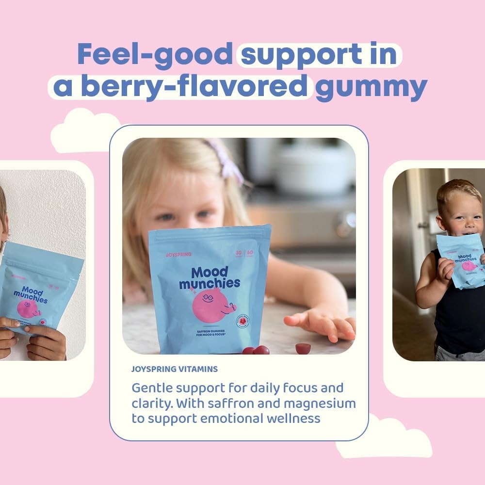 JoySpring 2 Mood Munchies Saffron Gummies for Kids | Saffron Extract Supplement