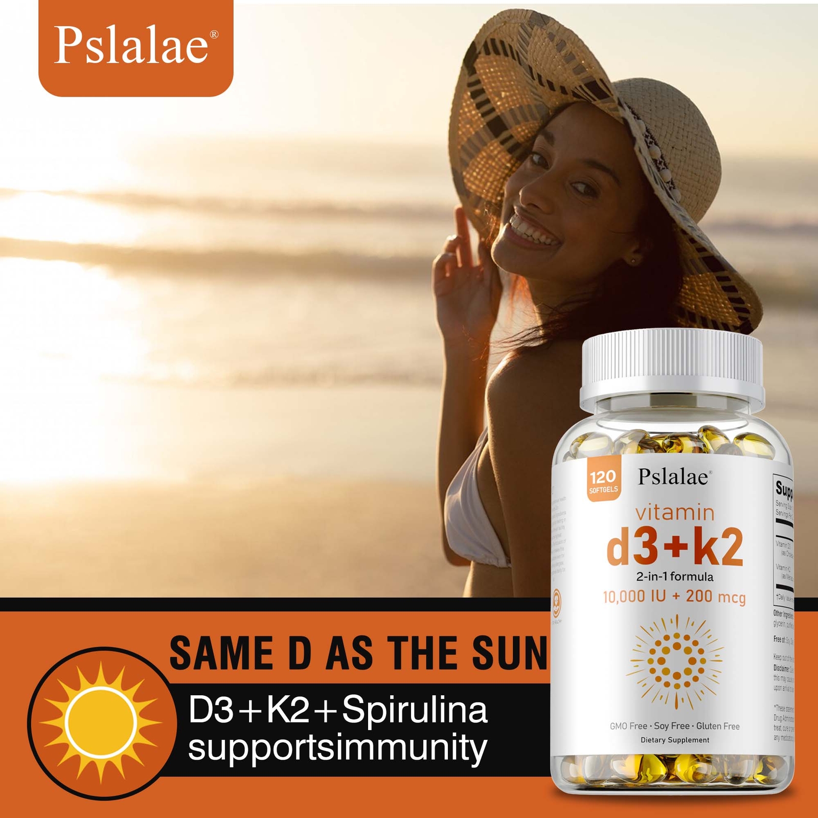 Vitamin D3+K2 Softgels 10000 IU – Immune Support Bone Health Anti-Inflammatory