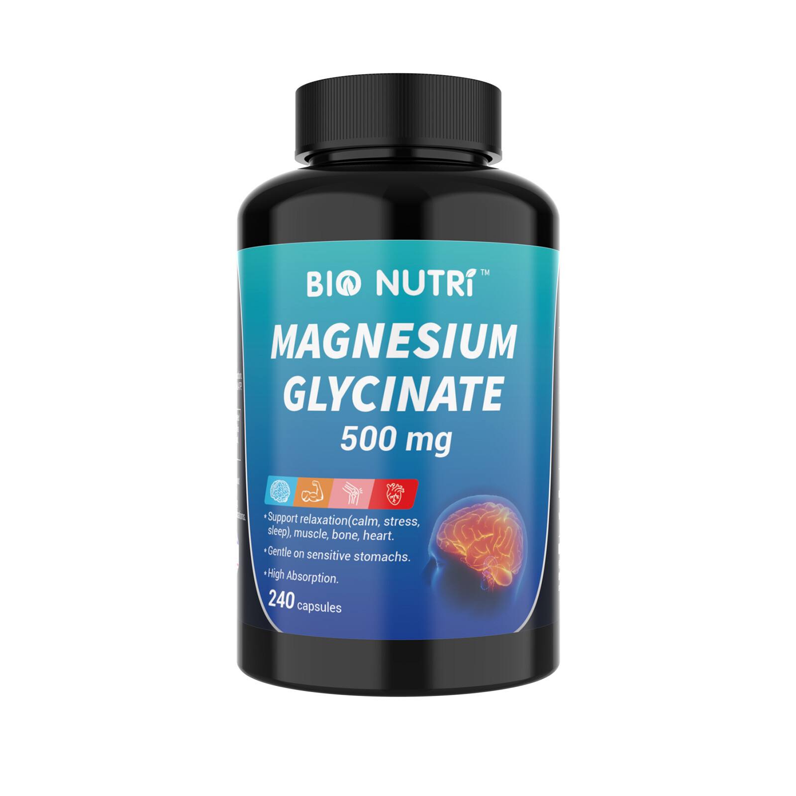 Magnesium Glycinate 500mg – 240 Capsules For Sleep, Stress Relief Support Bone