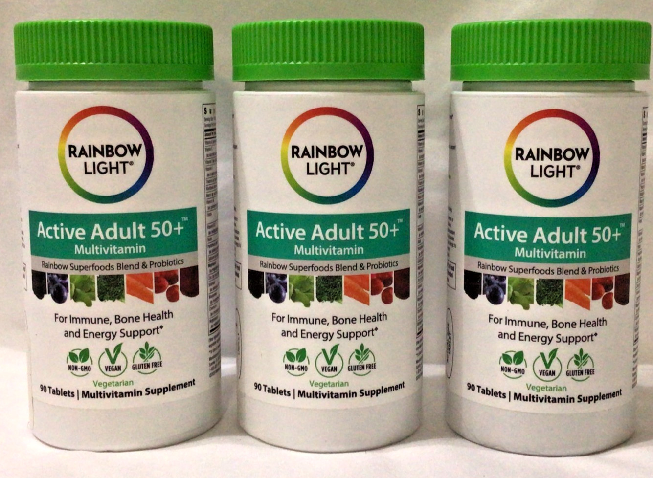 LOT OF 3 Rainbow Light Active Adult 50+ Multivitamin 90 Tablet Per Bottle 12/27