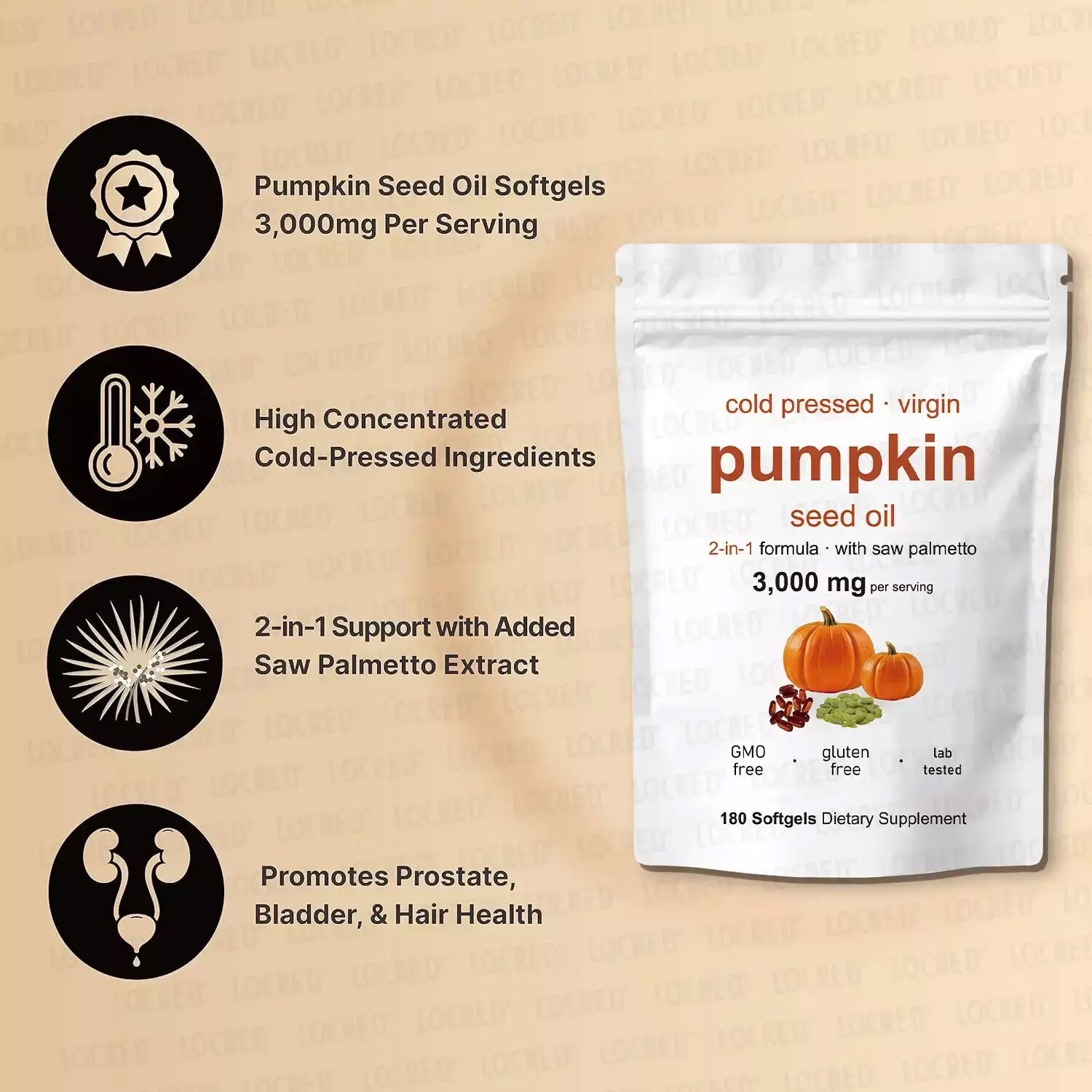 Seed Pumpkin Oil 3000mg + Saw Palmetto 300 mg | Prostate Support |180 Softgels