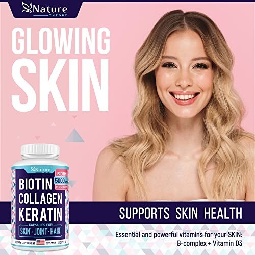 Biotin, Collagen & Keratin Capsules for Hair, Skin, Joint, 5000mcg