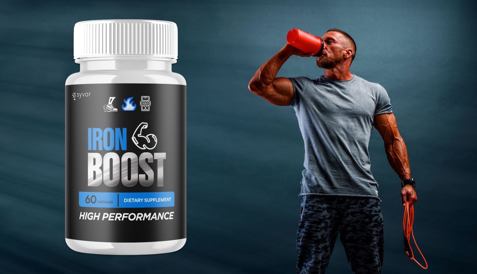 (1 Pack) Iron Boost Male Support Supplement Advanced Formula IronBoost 60 Caps