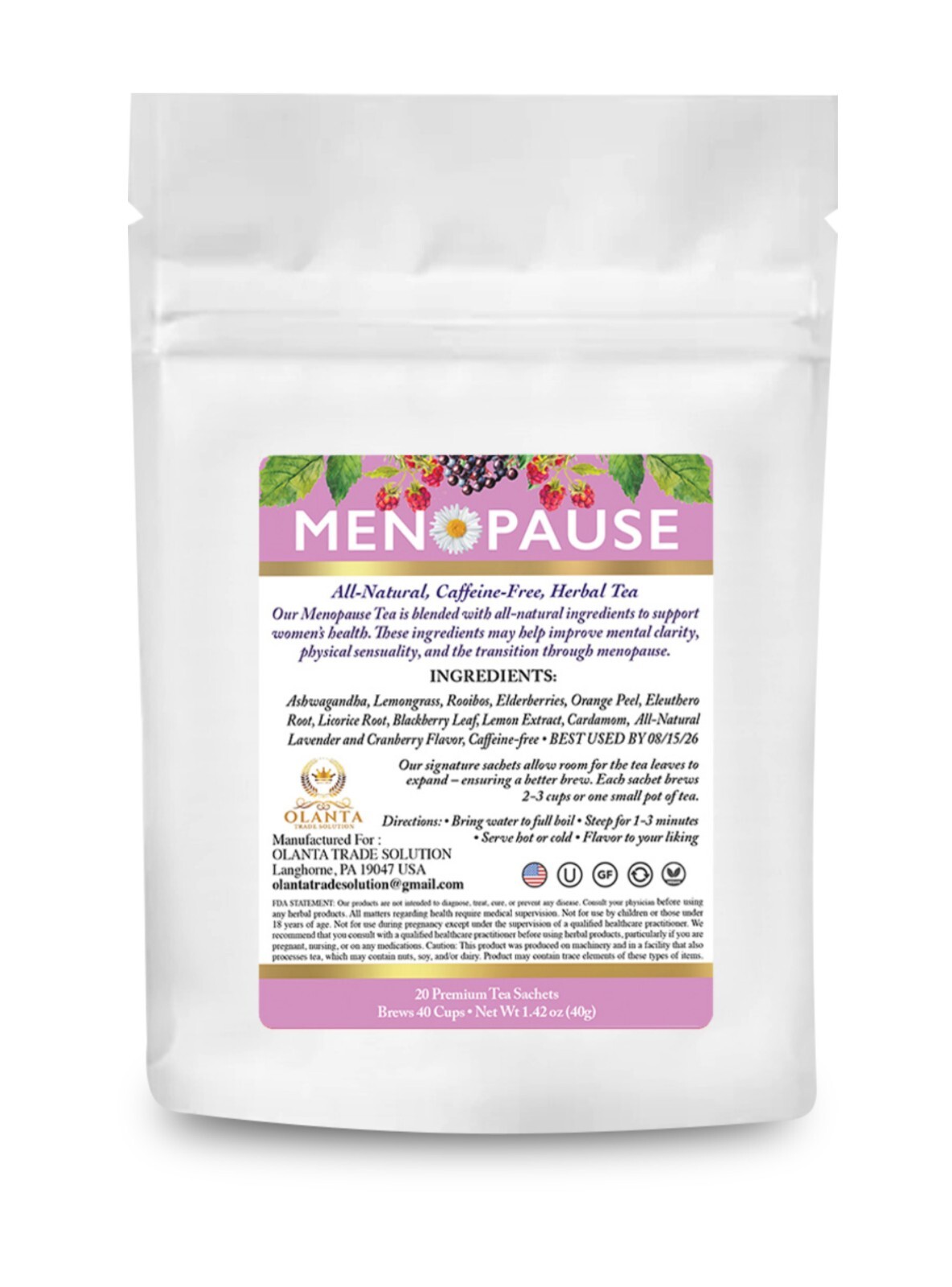 Women’s Menopause Tea with Ashwagandha & Rooibos, Herbal tea for menopause 1Bag