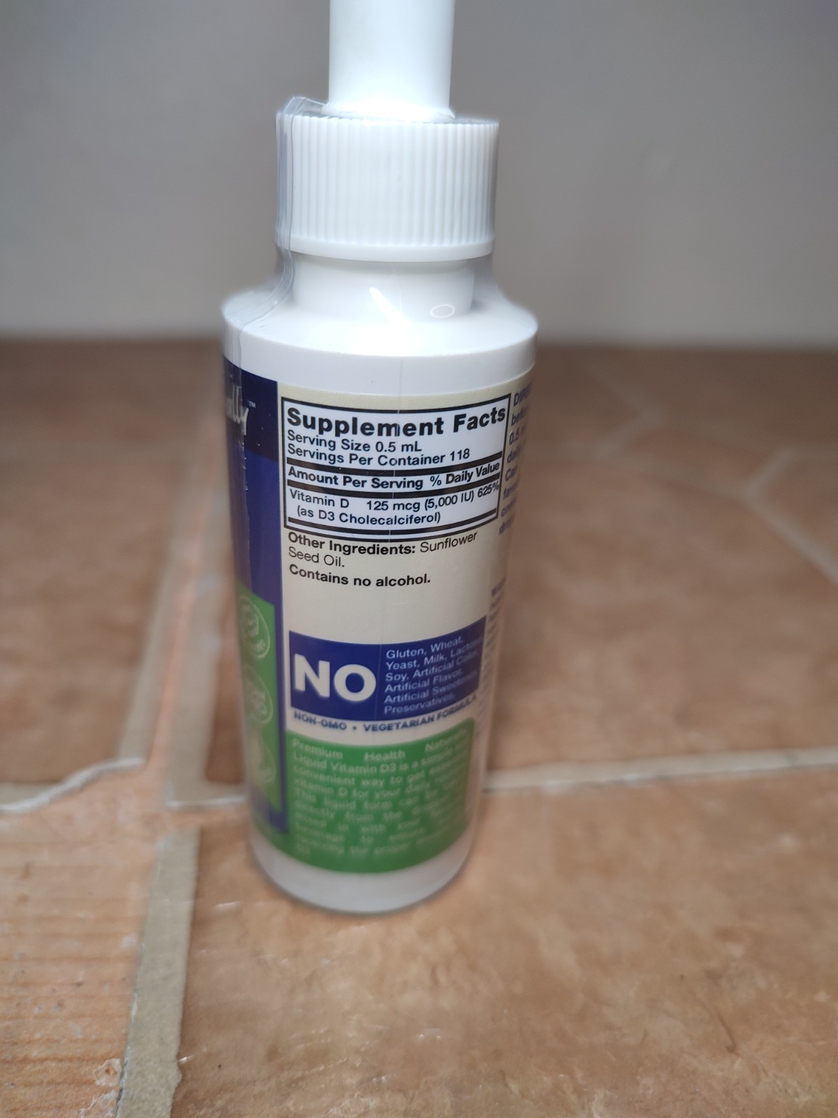 Premium Health Vitamin D3 5000 IU (125 mcg) Liquid Drops 2 fl oz Exp 6/2027 NIP