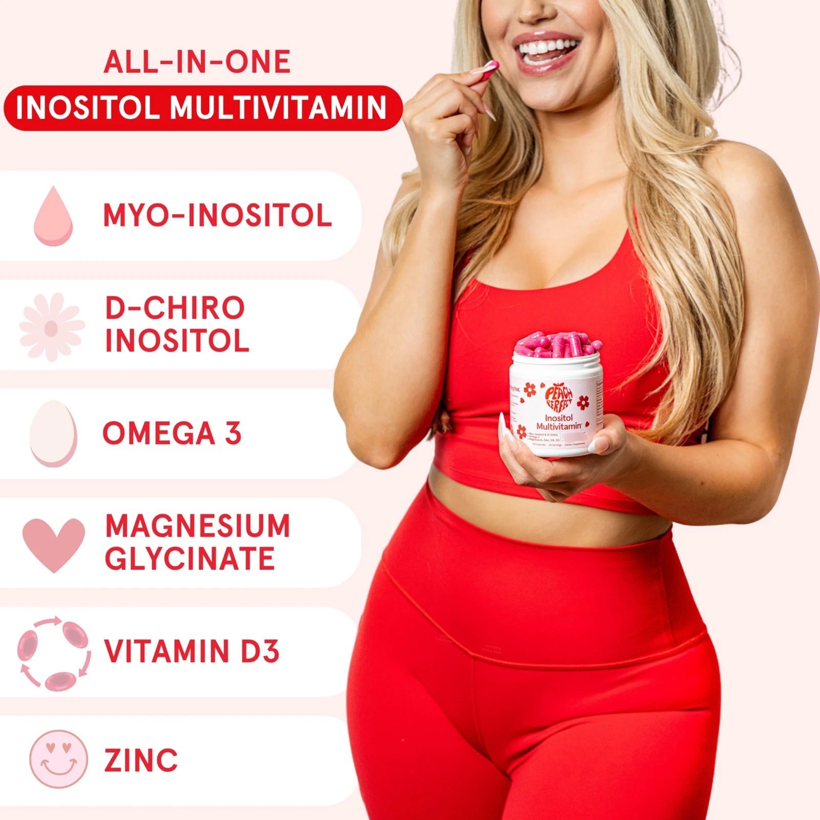 Peach Perfect Inositol Multivitamin Capsules – Myo-Inositol D-Chiro