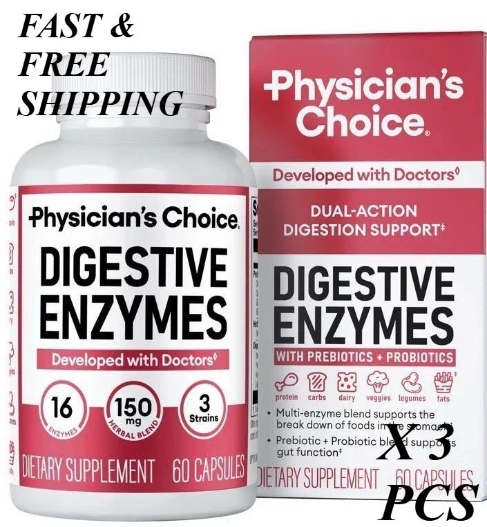 Physician’s CHOICE Digestive Enzymes – Multi Enzymes, Organic Prebiotics – 60 CT