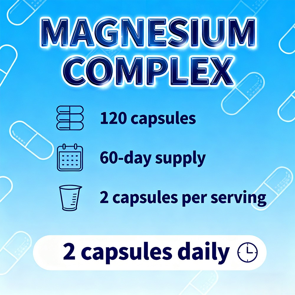 Magnesium Complex With Vitamin B6 For Absorption Support Vegan 30/60/120Capsules
