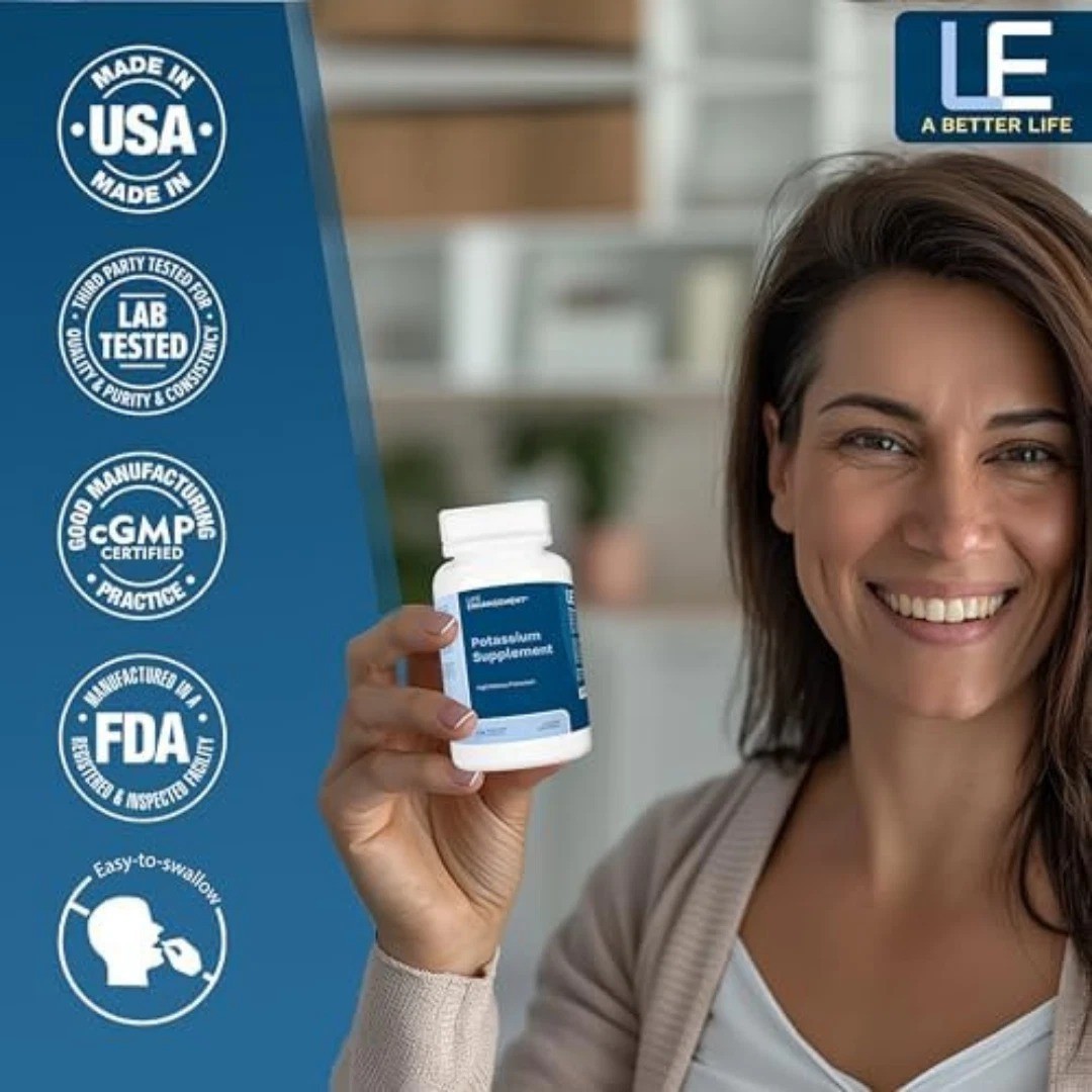 Life Enhancement High Potency 1020 mg Potassium Supplement for Muscle, Brain USA