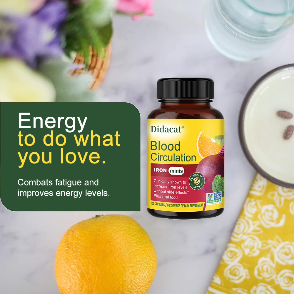 Blood Circulation Supplement 30/60/120 Capsules With Beetroot, Iron & B12