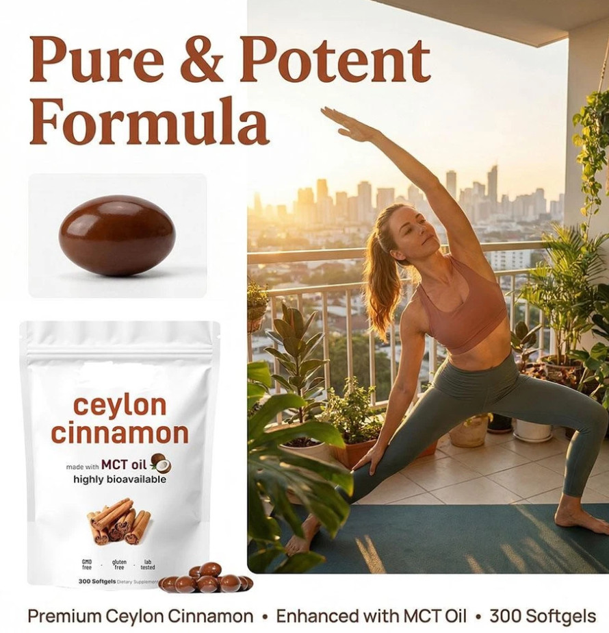 2 Pack Ceylon Cinnamon 7200mg 300 Softgels with MCT Oil Organic Joint Support