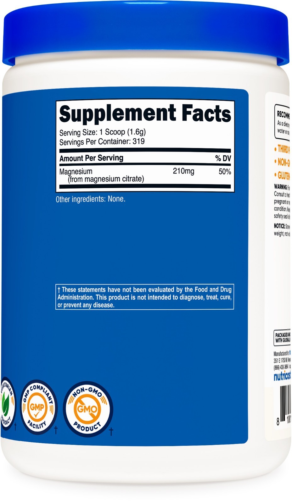Nutricost Magnesium Citrate Powder (500 Grams) (Unflavored) – Non-GMO