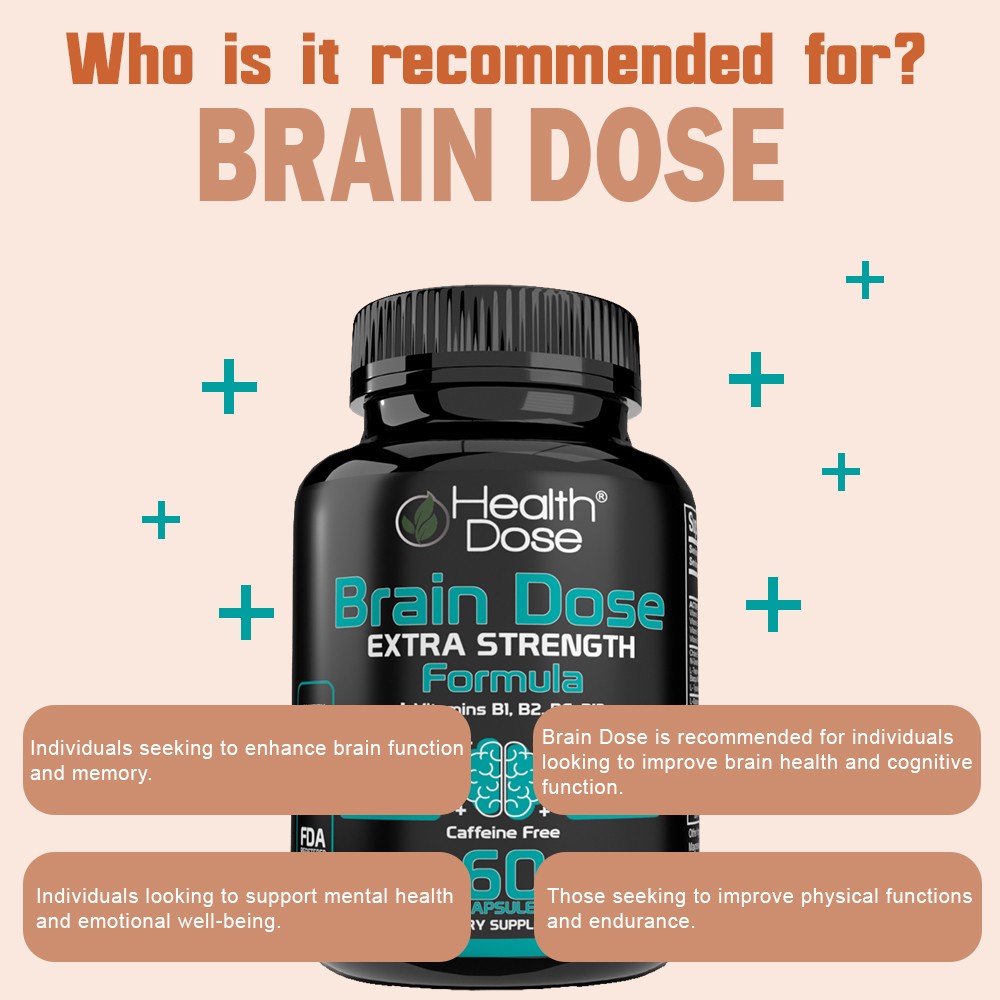 Health Dose Brain Dose 60 Capsules Mental Clarity & Natural Energy Pack of 2