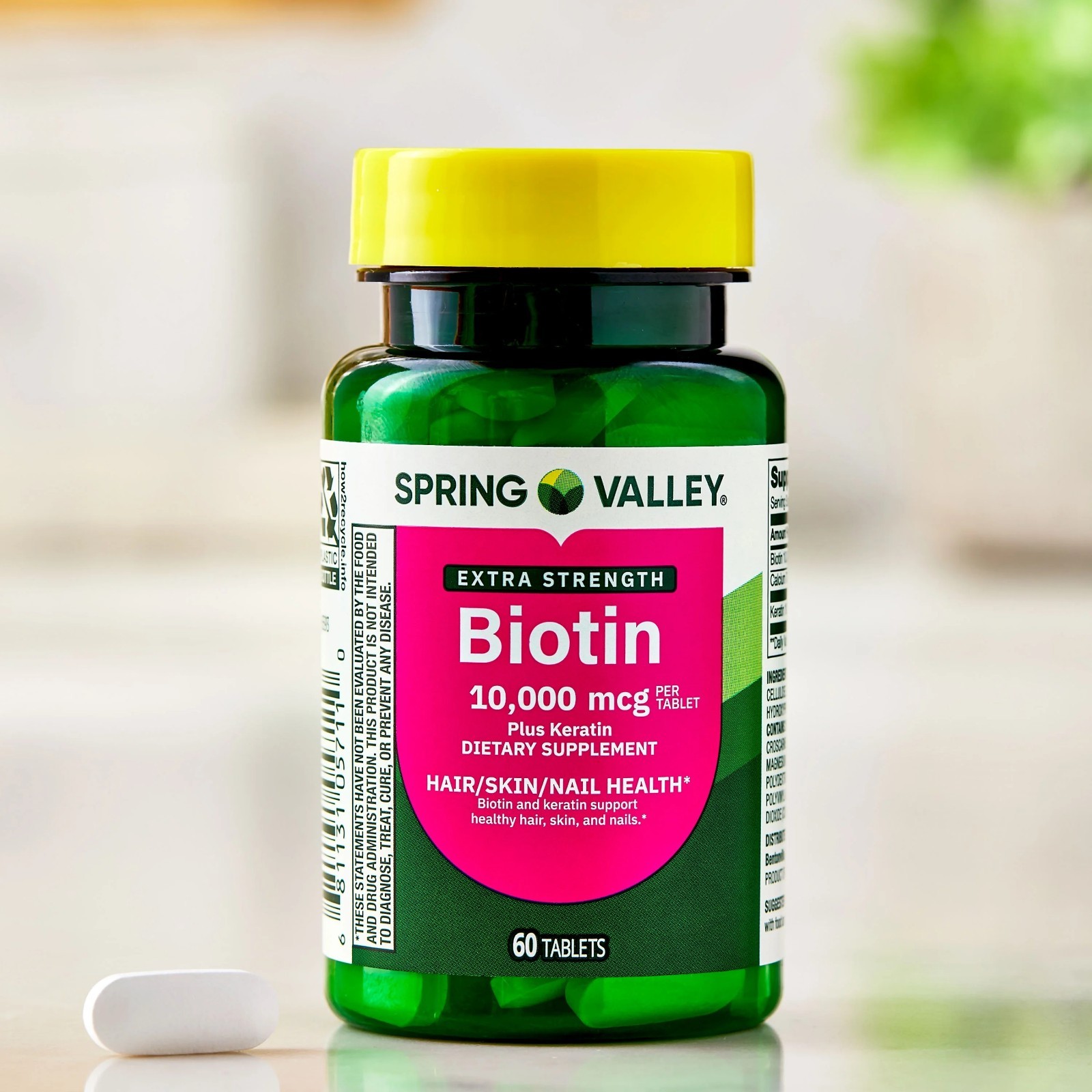 Spring Valley Extra Strength Biotin plus Keratin Tablets, 10000 Mcg, 60ct. pak 2