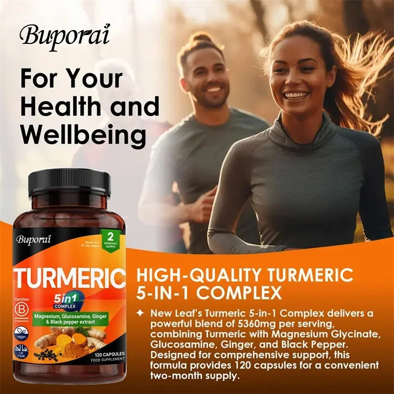 Turmeric 5-in-1 Complex 120pcs,Joint Mobility,Promote Bones and Digestive Health