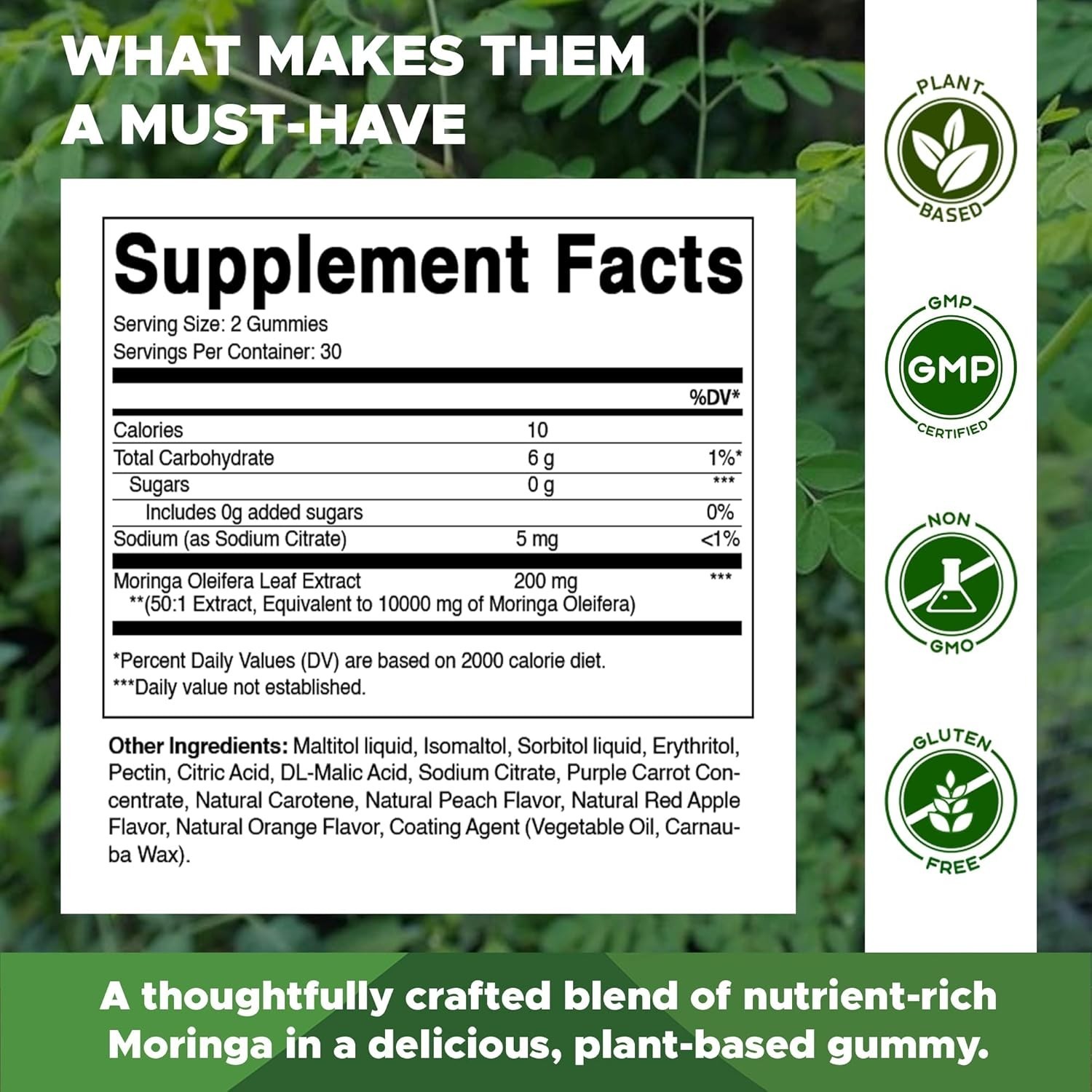 NEW LUXRY Vitamatic Sugar Free Moringa Gummies – 10,000 mg 60 Count (Pack of 1)