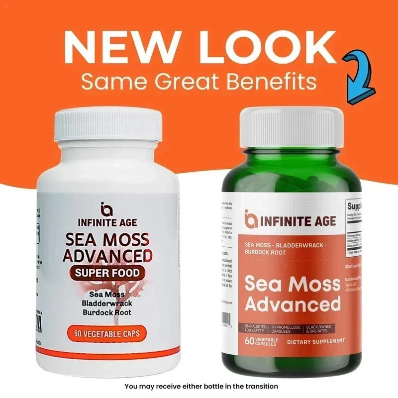 Infinite Age Sea Moss Capsules 1250mg 180 Count Vegan Superfood (Pack of 3)