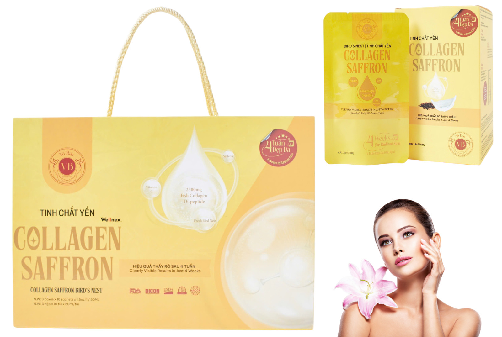 Collagen Saffron Essence Drink – Fish Di-Peptide 2500mg with Vitamin C, 30 Pcs