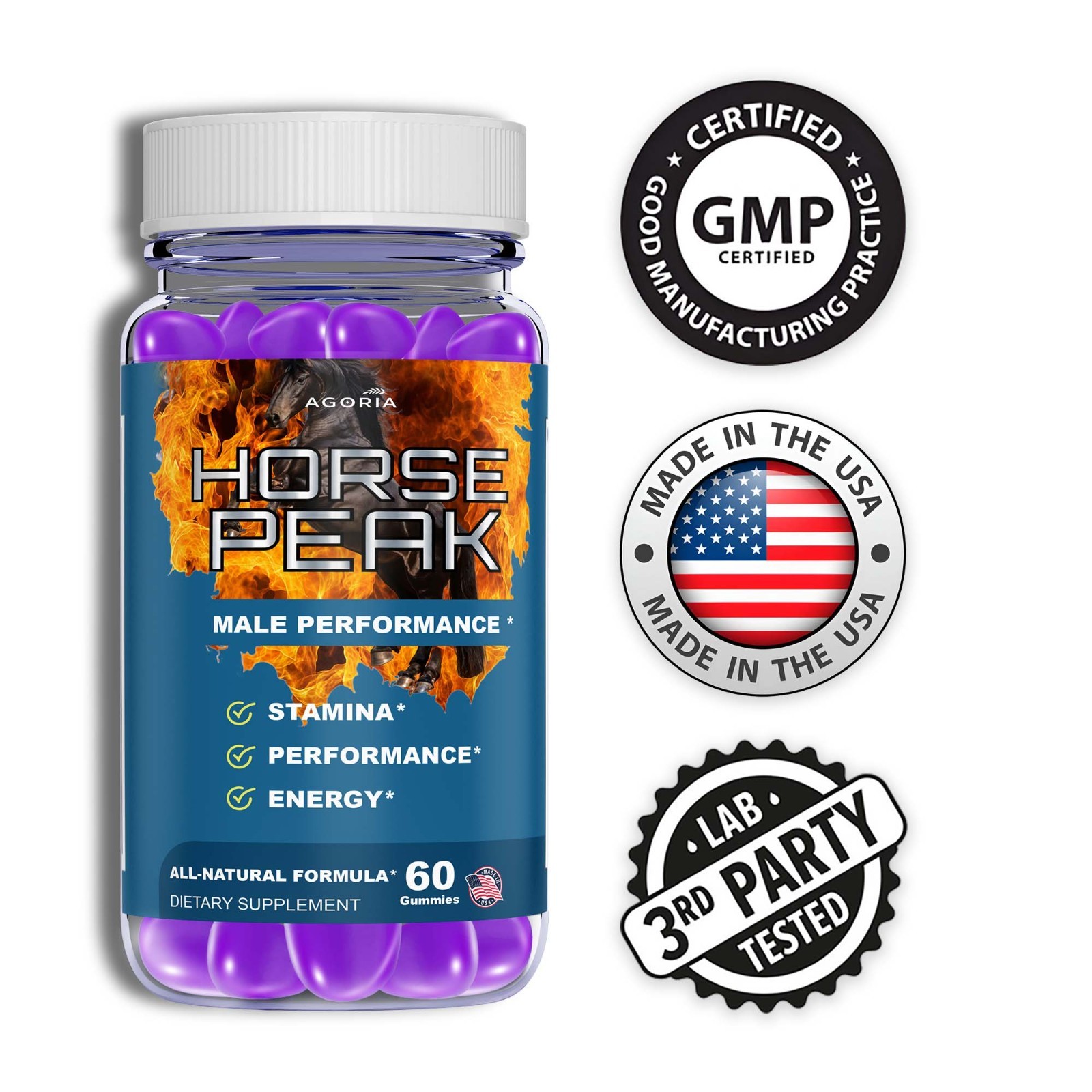 (1 Pack) Horsepeak Gummies for Men, Horse Peak Stamina & Energy Male Gummies