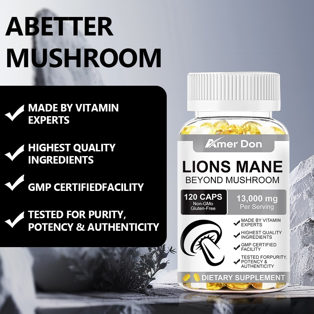 Organic Lion’s Mane Mushroom Softgels 13000 mg – MEMORY, FOCUS, STRESS SUPPORT