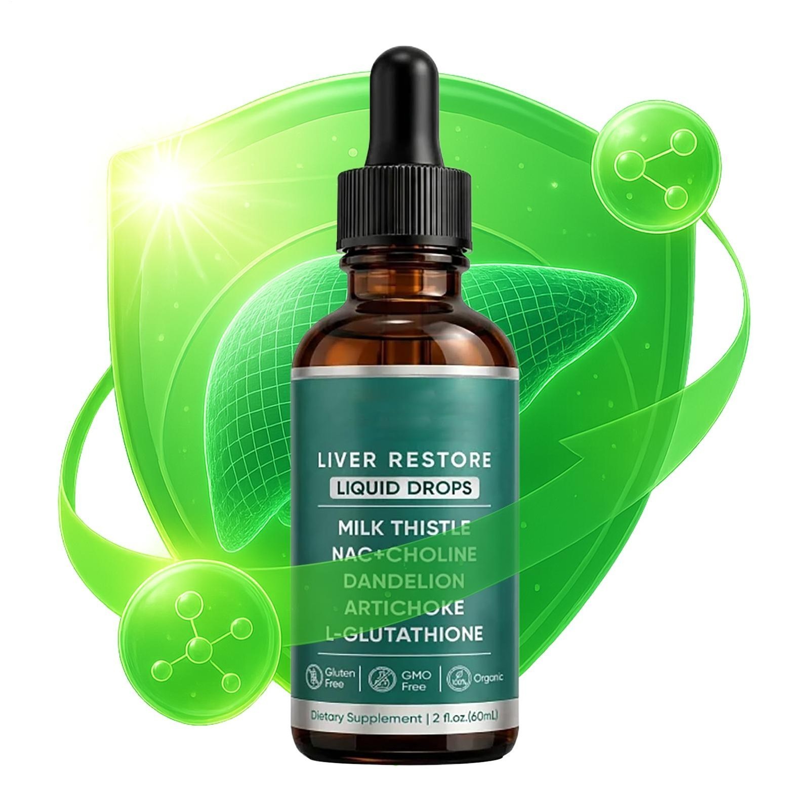 Purelia Liver Restore Drops – Complete Liver Detox Support Supplement 60ml 1-5x